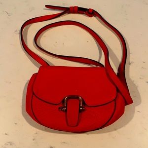 j crew Small red leather pebbled crossbody